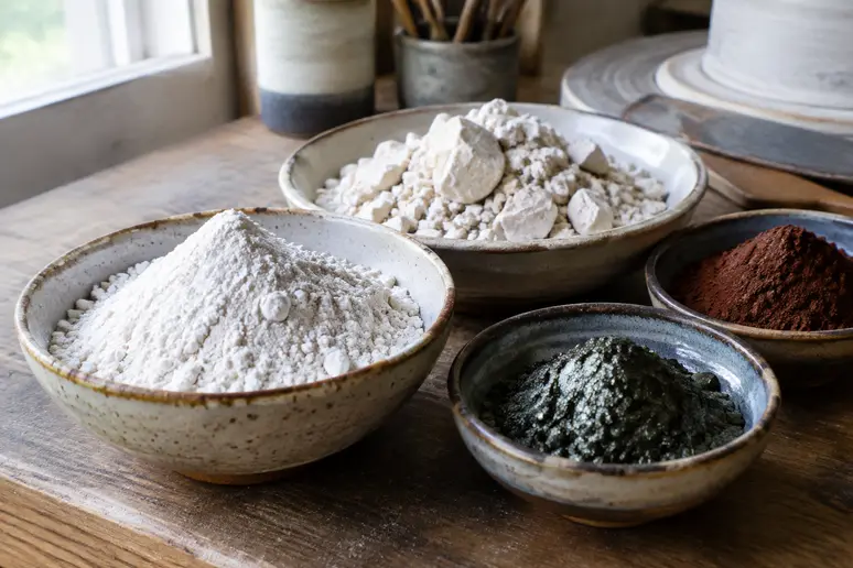 Poudres de silice et oxydes métalliques pour la composition d'un émail céramique sur un établi